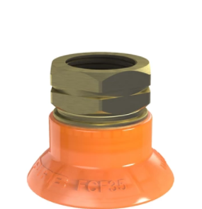 0122282派亚博吸盘Suction cup FCF35P Polyurethane 55/60, 3/8寸NPT female专为平坦和略凸的油质表面而设计，如冲压生产线中常见的金属板材搬运。吸盘带有支撑夹板，可有效防止工件变形。-派亚博吸盘派亚博真空发生器piab吸盘